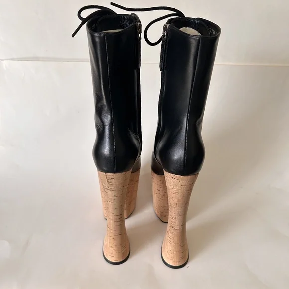 GUCCI Women's Black Leather Platform Ankle Zip Boots Size 7 NIB 747749 - Picture 6 of 14